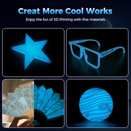 Image of Creality 3D Luminous PLA Printer Filament, 1.75mm Glow in The Dark Shiny Firefly Blue PLA Filament for 3D Printing, Best with UV Lamps, 1kg Spool (2.2lbs), Blue