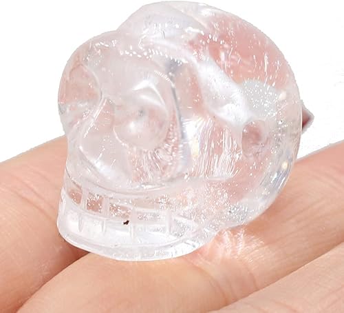 Miniatura 6 de LE SKY 4 dijes de cuentas de piedra natural con cabeza de calavera de cristal curativo, dije de calavera anhelada a mano para hacer joyas, collares,