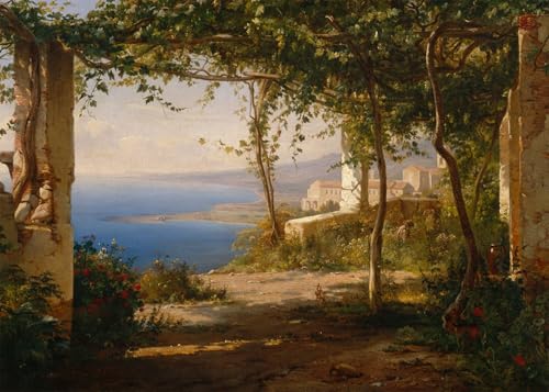 Toile Vue sur le golfe de Naples Fearnley pour une décoration de salon lumineuse 60x90cm