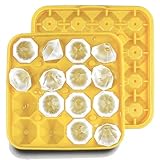Dylayos Winzige Diamant-Eiswürfelformen, gelb, Silikon, kleine Formen mit 32 Mulden mit Deckel, 2...