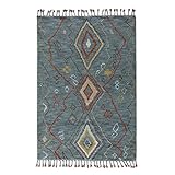 Ultraweiche Moderne Innenteppiche 160 * 230cm Wolle Baumwolle Teppich Geometrische Böhmen Indian Grey Teppich Plaid Marokko Gestreift Modern Moderne Iran Nordic Stil Area Rug (Color : Blue)