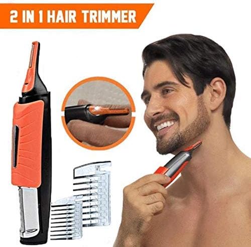 Domom 2 in 1 Hair Trimmer, Professional Painless Mens Hair Trimmer for Nose, Ears, Eyebrows, Neck, Beard and Sideburns - Multipurpose Electric Body Eyebrow and Facial Hair Trimme for Adults & Kids