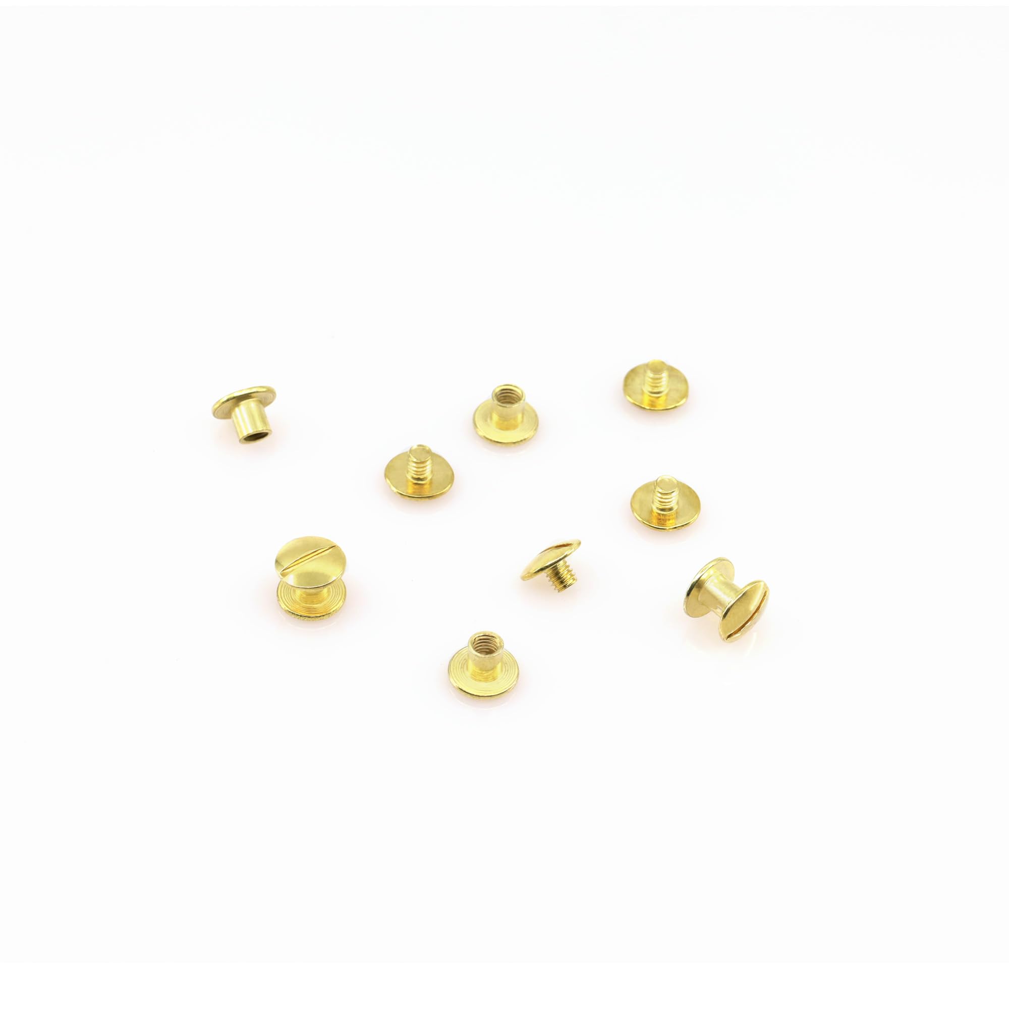 KLEBASTO Book Screws | Book Binding Screws for Books, Menus, Brochures | Belt Screws | Book Rivets for Screwing (Brass-Plated, 2 mm | Pack of 20)
