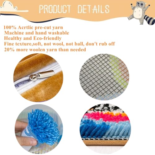 Image of EMISTEM Latch Hook Kits for Adults - Latch Hook Pillow Kits, Crochet Yarn Kit for Beginners, Cross-Stitch Embroidery Cushion Cover Case with Printed Canvas. (Cute Puppy,17x17 inch)