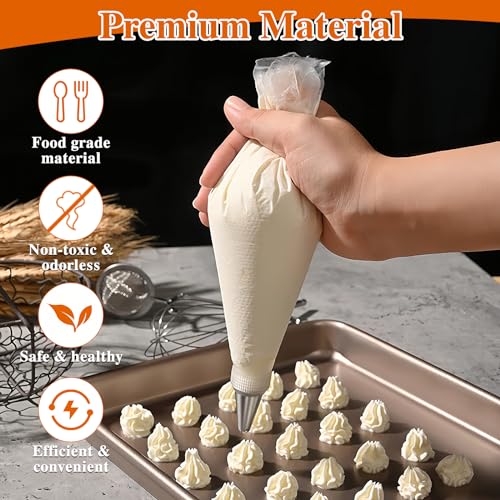 Soodyoow Piping Bag and Nozzles Set including Coupler, 100 Pcs Icing Piping Bags, Disposable Pastry Bag - Image 2