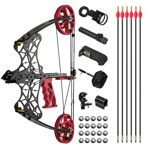 Compoundbogen Set 40-65lbs Verstellbar - Mit Pfeilen Und Stahlkugeln Für Jagd Und Sport