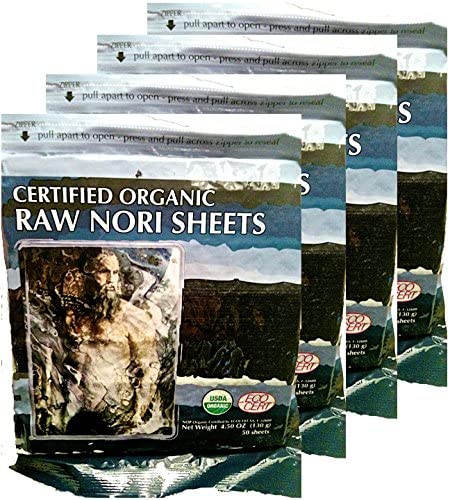 Raw Organic Nori 200 Qty Sheets Pack - Certified Vegan, Raw, Kosher Sushi Wrap Papers - Premium Unheated, Dried Un Cooked, Un- Toasted #TOP4