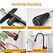 BESy Brass Single Handle Kitchen Faucet with Pull Down Sprayer,Rv High-Arc Kitchen Sink Faucet with Pull Out Sprayer,Single Lever 3 Function Laundry Room Faucet,Matte Black (1 or 3 Hole)