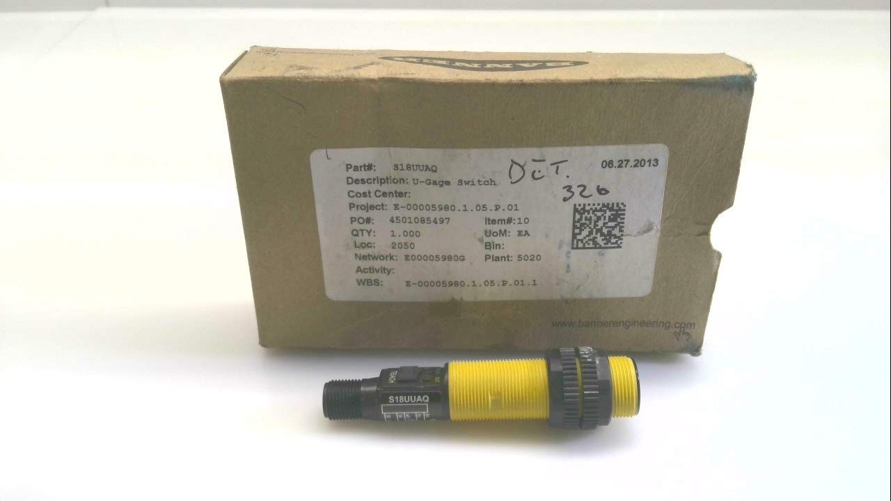 BANNER ENGINEERING S18UUAQ (02700), 5-PIN M12 Quick Disconnect, Analog S18U Series, Input 12-30 VDC, OUTPUTS: Analog 0-10 V, Proximity Mode, Range: 30-300 MM, ULTRASONIC Sensor