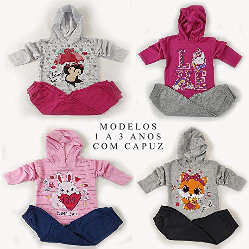 KIT com 3 Conjuntos de Inverno Calça+Blusa Menina (4)