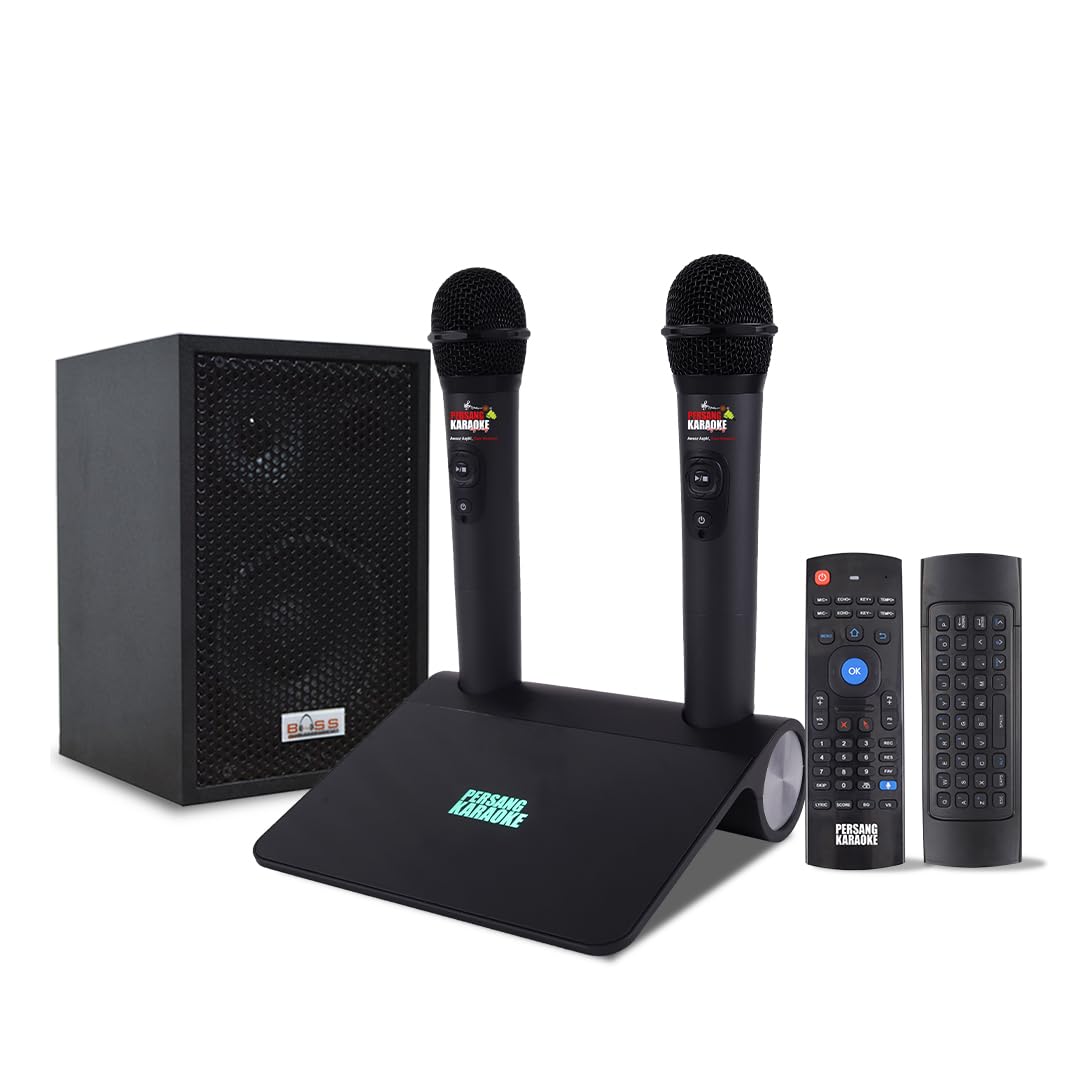 Persang Karaoke Symphony+ Premium Android Karaoke System with 3000+ Built in Songs, Dual Mic, Voice & Vocal Recording, Voice Search, Scoring (3000+ Songs + 1810 Speaker Combo)