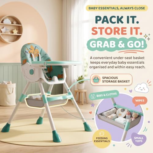 Image of StarAndDaisy High Chair for Baby /Baby Feeding Chair for 0 to 5 Years with 4 in-1 Multifunctions /High Chair with Height Adjustable,Wheels, Detachable Tray & 3-Point Safety Belt -Sea Blue