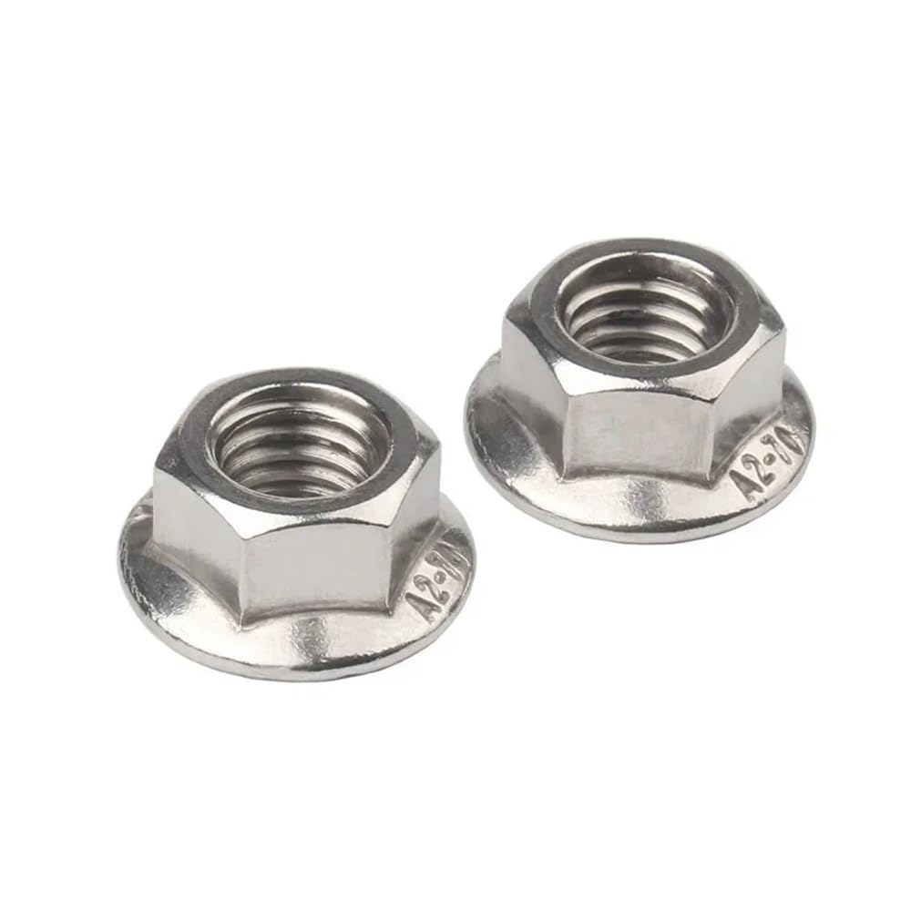 Dado flangiato esagonale da 1-20 pezzi M2,5 M3 M4 M5 M6 M8 M10 M12 M14 M16 M18 M20 in acciaio inossidabile 304, dado di bloccaggio flangiato esagonale dentellato(M10X1.25 Fine 5PCS)