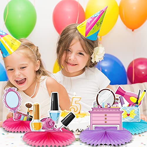 10 Pieces Spa Honeycomb Centerpieces Spa Table Topper Make up Table Decorations 3D Cosmetics Party Supplies Nail Lipstick Girl Theme Photo Booth Props for Make up Birthday Anniversary Party Supplies - Image 6
