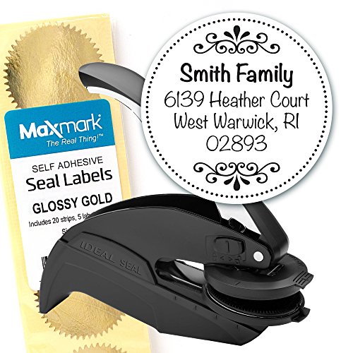 Custom Monogram Address Embosser - Personalized Round Seal With 50 Gold Seal Labels - Style Em027 #TOP25