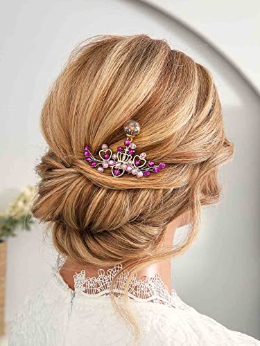 Casdre Pink Princess Hair Clip Purple Pearl Small Hair Barrette Candy Kids Hair Pieces Rhinestone Hair Accessories For Girls #TOP6