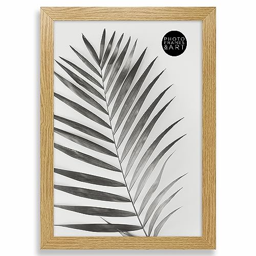 pf+a REAL GLASS Picture Frame A4 Oak Effect with Glass Window 21x30 cm - Oak Effect Frame Poster & Certificate A4 | Portrait Picture Frame with Stand and Wall Hook