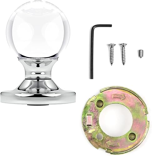 Miniatura 10 de Paquete de 7 pomos redondos de privacidad para puerta de cristal, color roseta redonda cromada