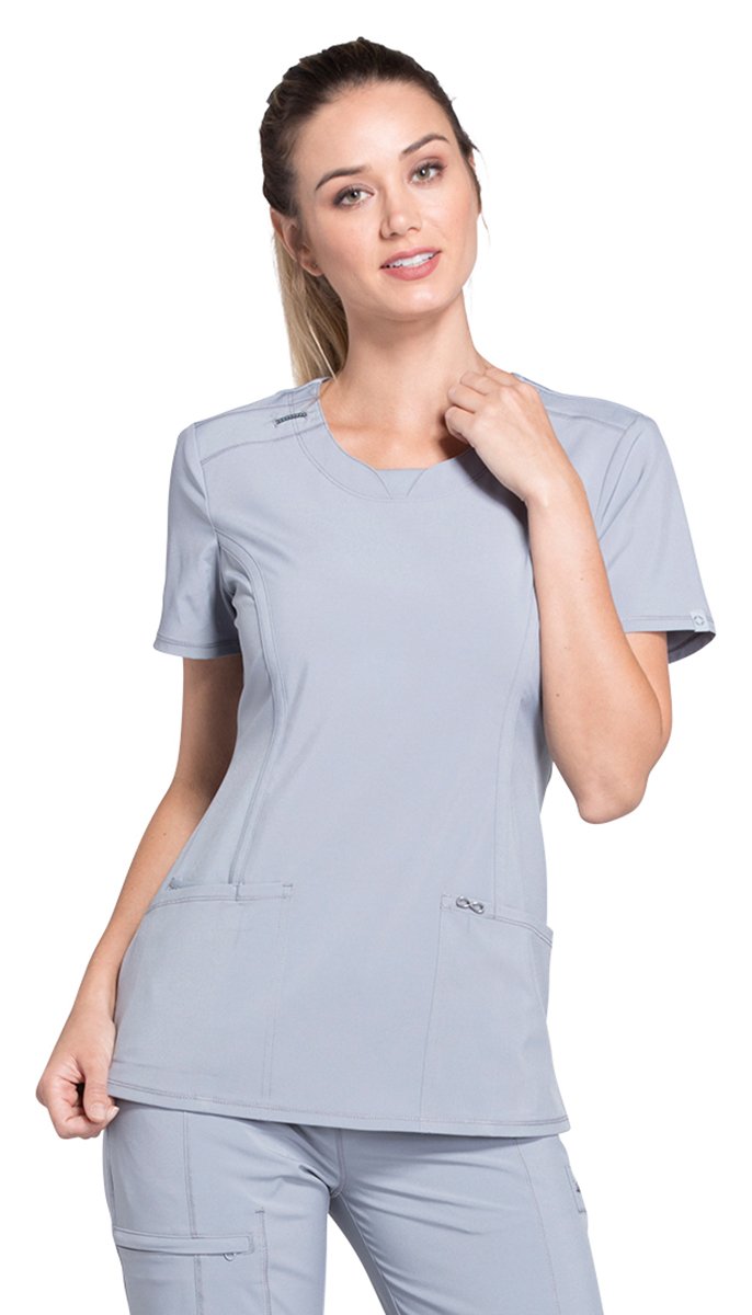Cherokee Round Neck Scrub Tops for Women – 4-Way Stretch with Superior Performance and Comfort, Infinity Uniforms 2624A
