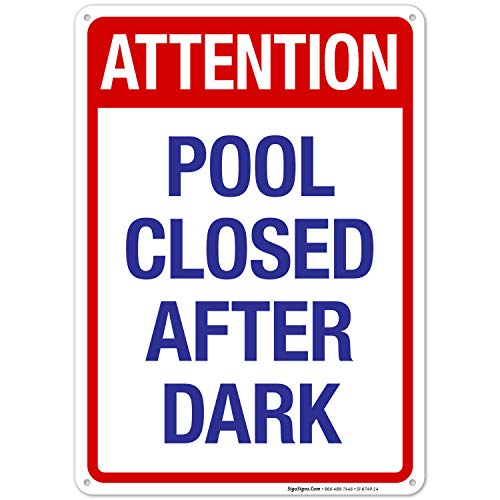 Cartel de Piscina Cerrada After Dark 10x14 Pulgadas miniatura 1