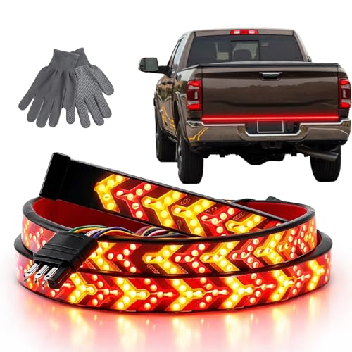 60 Inch Truck Tailgate Strip Light LED Bar Signal Break Reverse,2026 Upgraded 60-Inch LED Tailgate Light Bar Strip,Robust Weatherproof Arrow Design Turn Signal Strip for Car (Pickup Truck Head,60in)