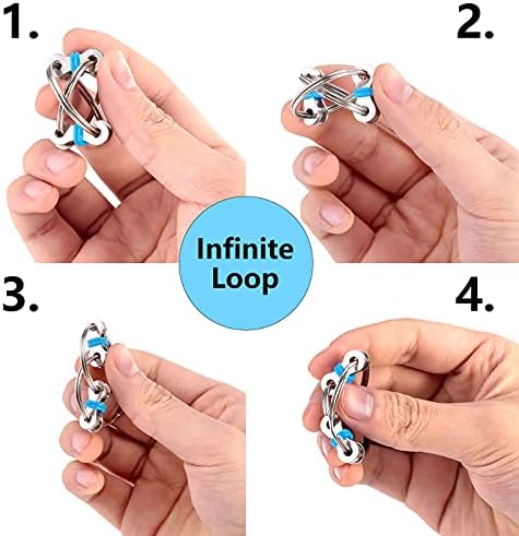 Bike Chain Fidget Toys Set, Six Roller Chain & Key Flippy Chain for ADHD, ADD, Autism, Anxiety Relief for Adults and Teens
