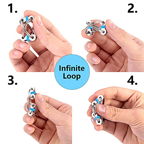 Bike Chain Fidget Toys Set, Six Roller Chain & Key Chain for ADHD, ADD, Autism, Anxiety Relief for Adults and Teens