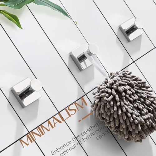 Image of KOKOSIRI Hooks for Hanging Towels Chrome Bathroom Hand Towel Hooks for Shower Wall Bathroom Hardware Accessories Stainless Steel 3 Pack, B1016CH-P3