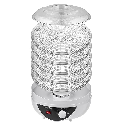 Green Blue GB195 Dörrautomat mit Temperaturregler 35-70° 250W, BPA Frei, Extra Leise rockner Dörrapparat 5 Siebe, Siebdurchmesser: 27 cm, Pilz-, Gemüse- und Obsttrockner Temperaturwahl – Bild 4