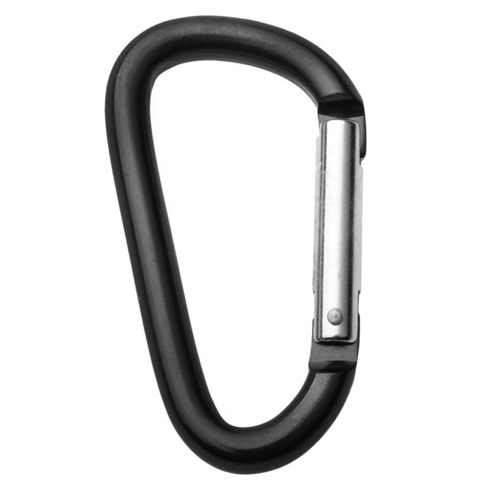 GOGO 48PCS Carabiner 3-Inch Black Keychain Clip, D Shape Aluminum Metal Carabiner Hook