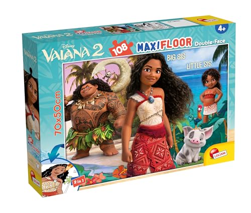 Lisciani – Puzzle Disney VAIANA 2 – Double Face 108 Pièces Dès 4 Ans – 70x50 cm – Verso à Colorier – Activité Éducative et Créative – Jeux...