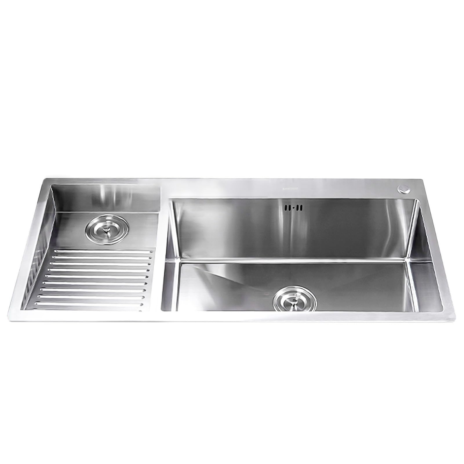 ZQFHSX Stainless Steel Laundry Sink With Integrated Washboard, Handwashing Tub Thickened Panel, Utility Drain Kits, Washing Basin For Room, Basement(Left,100x48x22cm)