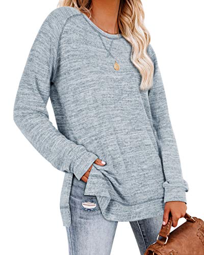 Image of Aokosor Womens Sweaters Long Sleeve Shirts Lightweight Side Split Tunic Tops for Leggings Trending Now 2023