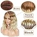 Lizzyhair Ombre Blonde Wigs for Women Natural Looking Wavy Wig Heat Resist Synthetic 14inch Curly Short Bob Wig with Air Bangs Ombre Blonde Wig for Daily Use