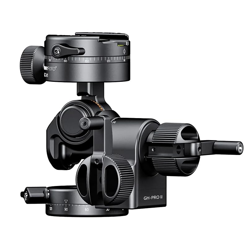 Precision 3-Way Geared Tripod Head, Lightweight Aluminum, Minute Adjustments for Stability, Quick Release Plate, DSLR Compatible, User-Friendly Controls for Professional Precision Gh-Proii and Gc-01