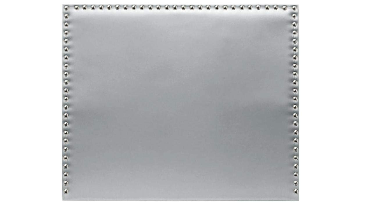Cabecero de Cama tapizado en Polipiel y con Tachuelas en Color Plata Altura 120cm. Color Plata. para Cama de 135 (Medidas 145x120x8) Pro Elite.
