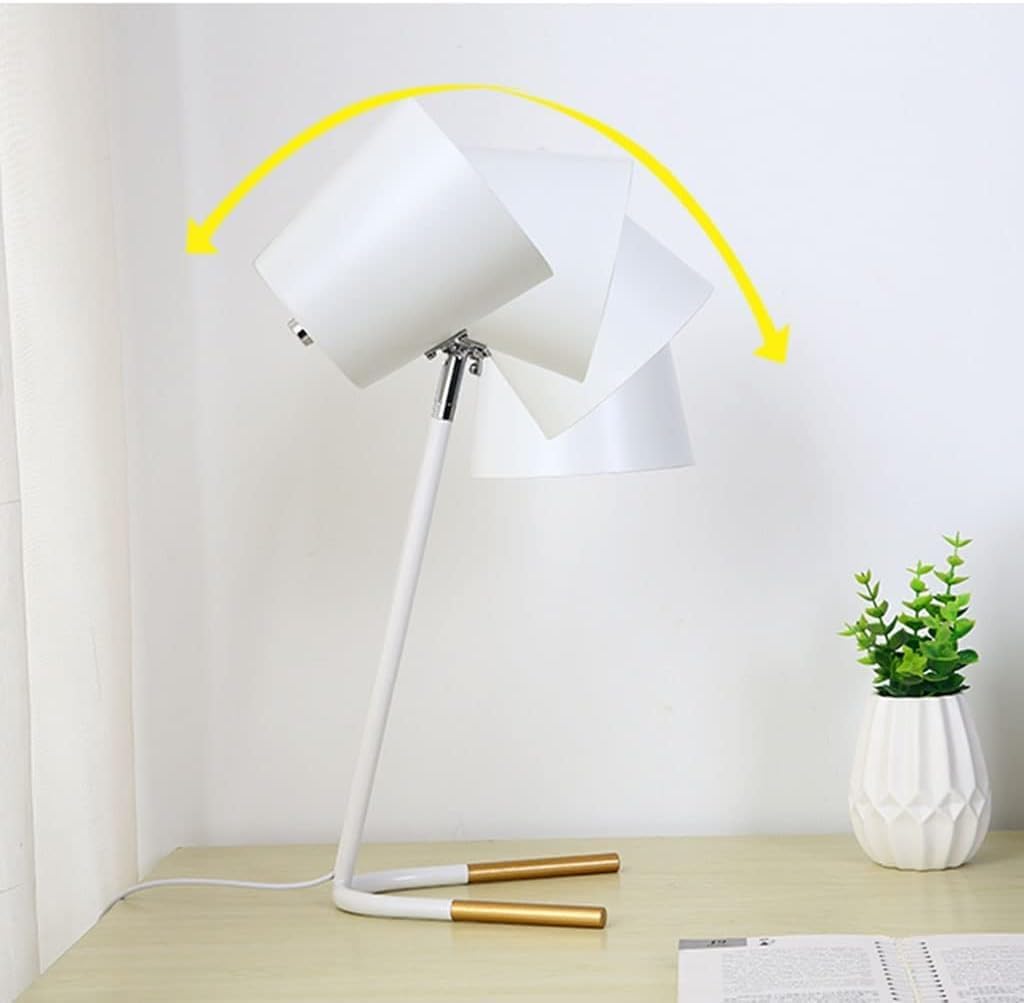 Nightstand Lamp Iron Eye Protection Desk Lamp with Push Button Switch, Three-Color Conversion Suitable for Reading Reading Lamp