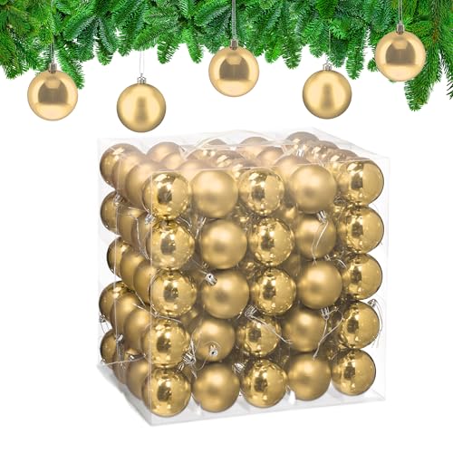 Relaxdays Weihnachtskugeln 100er Set, Weihnachtsdeko, matt &...