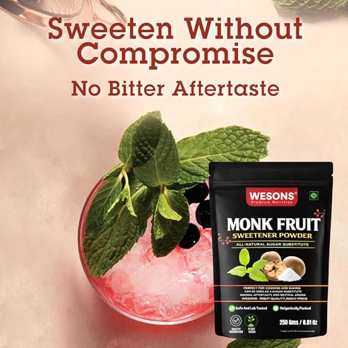 Image of Wesons Monk Fruit Sweetener Organic (200 Grams) - 1:1 Pure Monk fruit Extract - Monk Fruit Sugar Organic - Sweetness Equal to Sugar