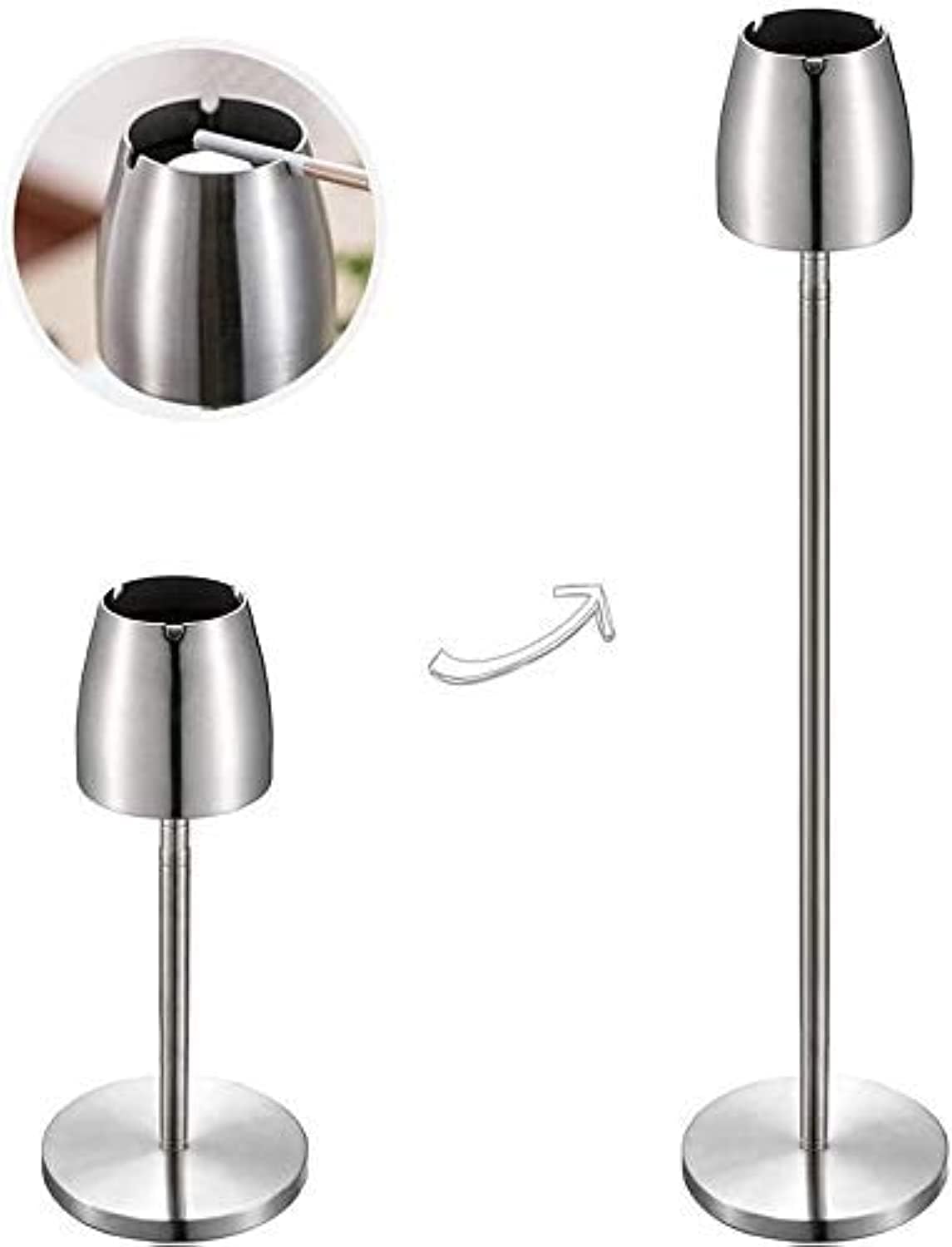 Stainless Steel Ashtray, Height Adjustable Standing Ashtray Telescopic Floor Standing Ashtray Tray Portable Windproof Indoor Outdoor Cigarette Ashtrays for Home Outside Bar Office Cafe Easy to Clean