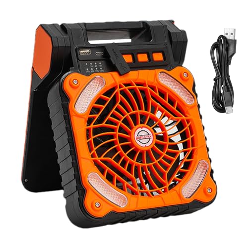 Genérico Ventilador portátil con energía solar,Ventilador con energía solar para acampar, de refrigeración portátil - LED con 4 velocidades de viento y 3 niveles de brillo, con