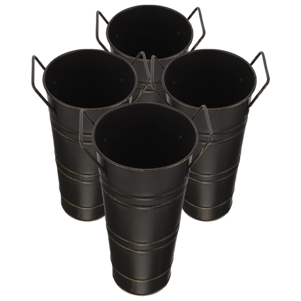 Vase en fer noir anti-casse seaux a fleurs metalliques stables pour interieur