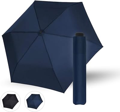 Doppler Zero Large Taschenschirm manual ultraleichter Regenschirm | Mini Regenschirm Dunkelblau für Reise & Alltag – nur 113 g leicht, 98 cm Schirmdach, Carbon-Elemente, kompakt & stabil