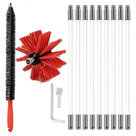 12FT Dryer Vent Cleaner Kit, Chimney Sweep Kit Pellet Stove Pipe Cleaning Brush Lint Remover for Dryer Duct Fireplace Vent Sweeping Tools with 9 Flexible Rods, Use with Or Without A Power Drill