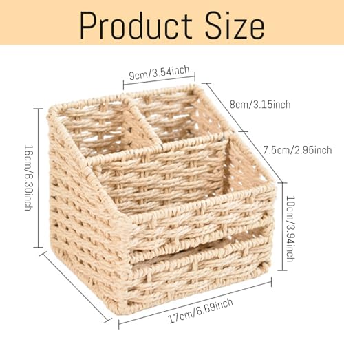 Panier en osier 3 compartiments pour organiser vos cosmétiques - 7