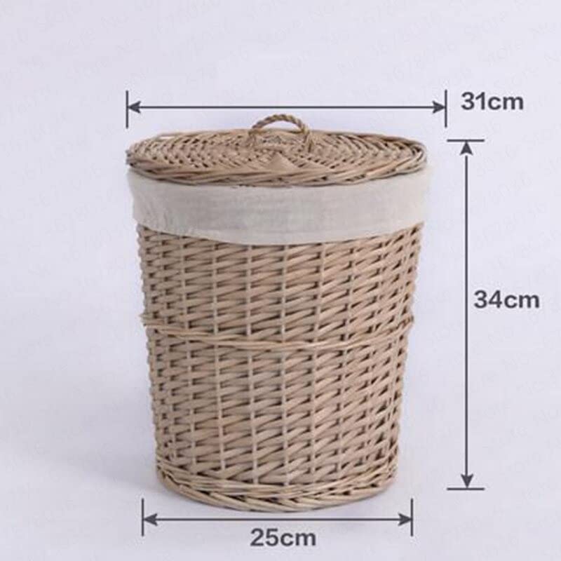 Cesta De Mimbre Con Tapa Y Forma De Casita – Almacenamiento Decorativo Para Juguetes, Baño, Lavandería, Estilo Rústico
