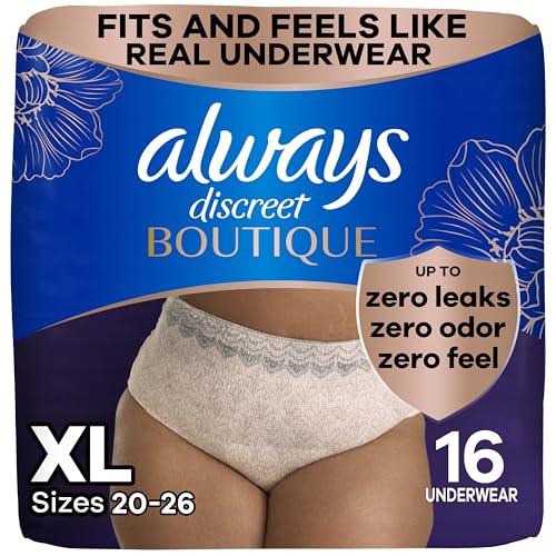 Image of Always Discreet Boutique Underwear, XL, Rosy, 16 Count