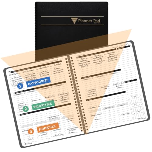 Planner Pad 26-27 (Oct-Sep) 6.75” x 8.5” 12 Month/Weekly Planner, Black Ink