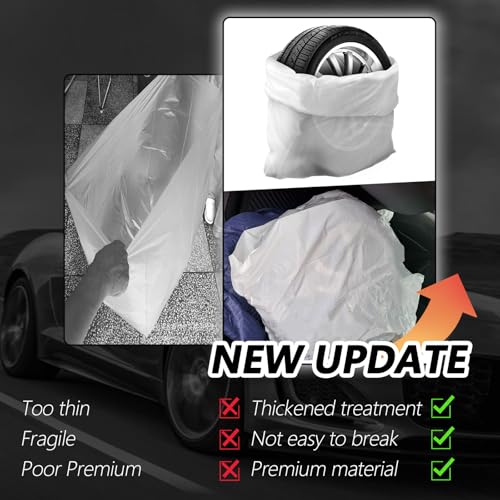 Image of 4PCS Extra-Large Tire Covers,Tear-Resistant LDPE Plastic Tire Bags for Storage & Transport Car Tires Wheel,Waterproof Dustproof Tire Storage Bag Car Accessories for Most Vehicles (4PCS)