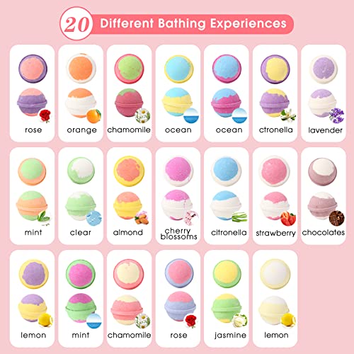 Fafamara Bath Bombs, Foaming Gift Set 20 Organic & Natural Handcrafted Essential Oils Relaxation and Stress Relief Fizzy Balls Ideal Birthday Gift for Her/Him, Women, Wife, Girlfriend, Mother - Image 3